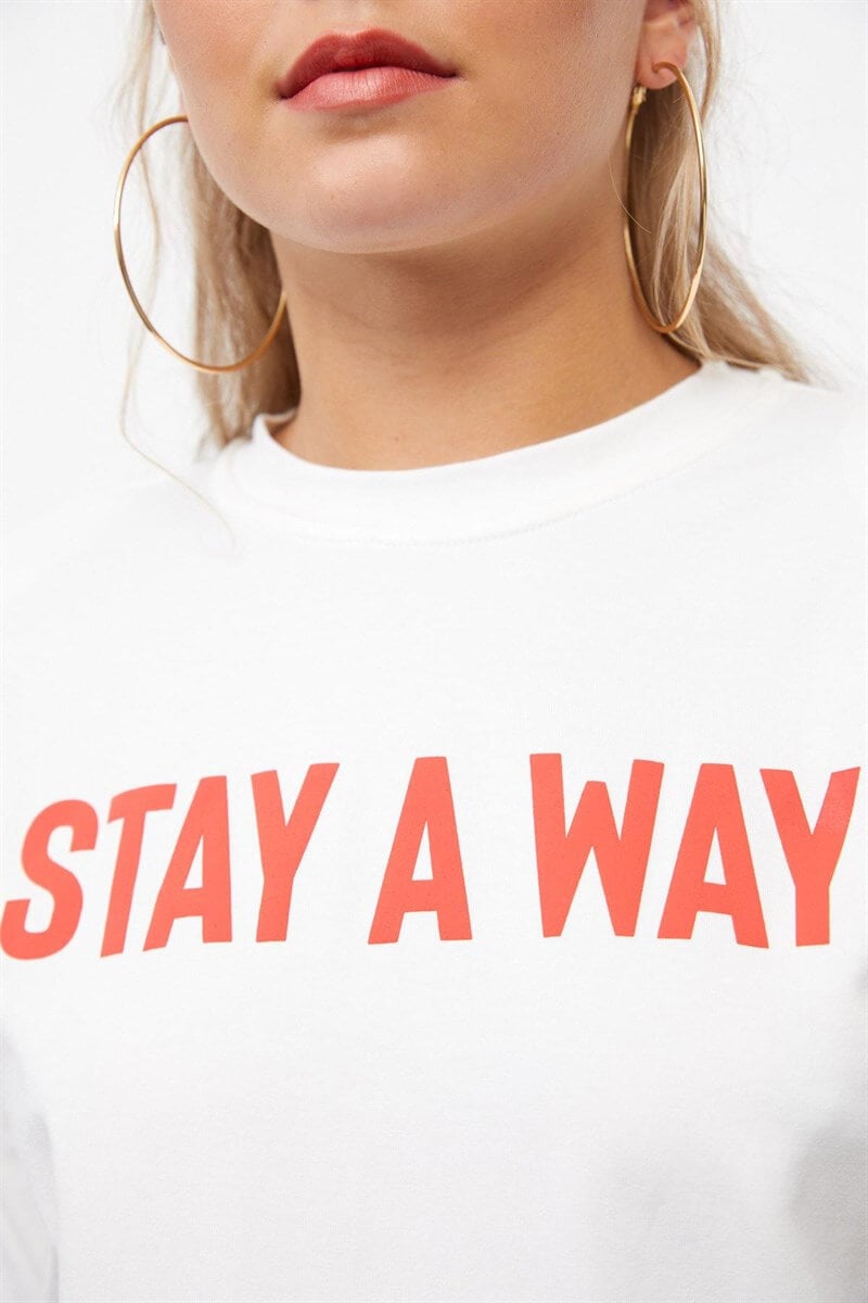 Ekru Bisiklet Yaka Vatkalı T-ShirtST060W71239001