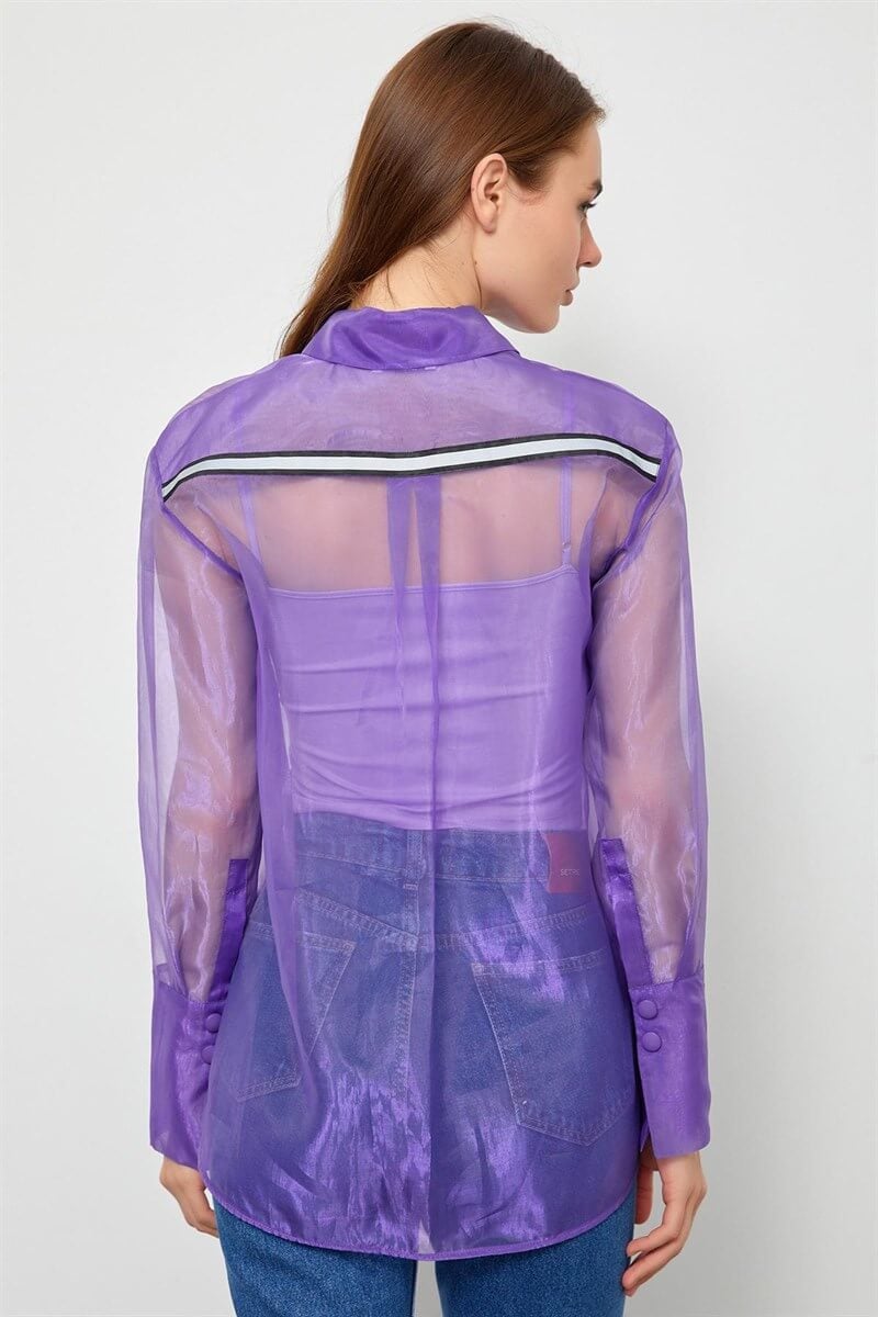 Mor Çıtçıtlı Organze GömlekST050S5514701