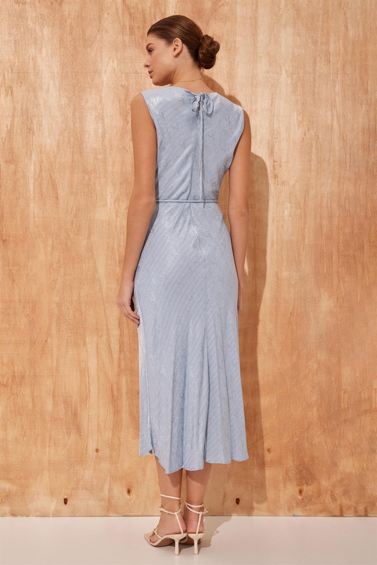 Bebe Mavi Bisiklet Yaka  Kolsuz  Midi Boy  Belde Bağlama Detaylı Elbise Kadın Dresses & Evening Dresses modelleri