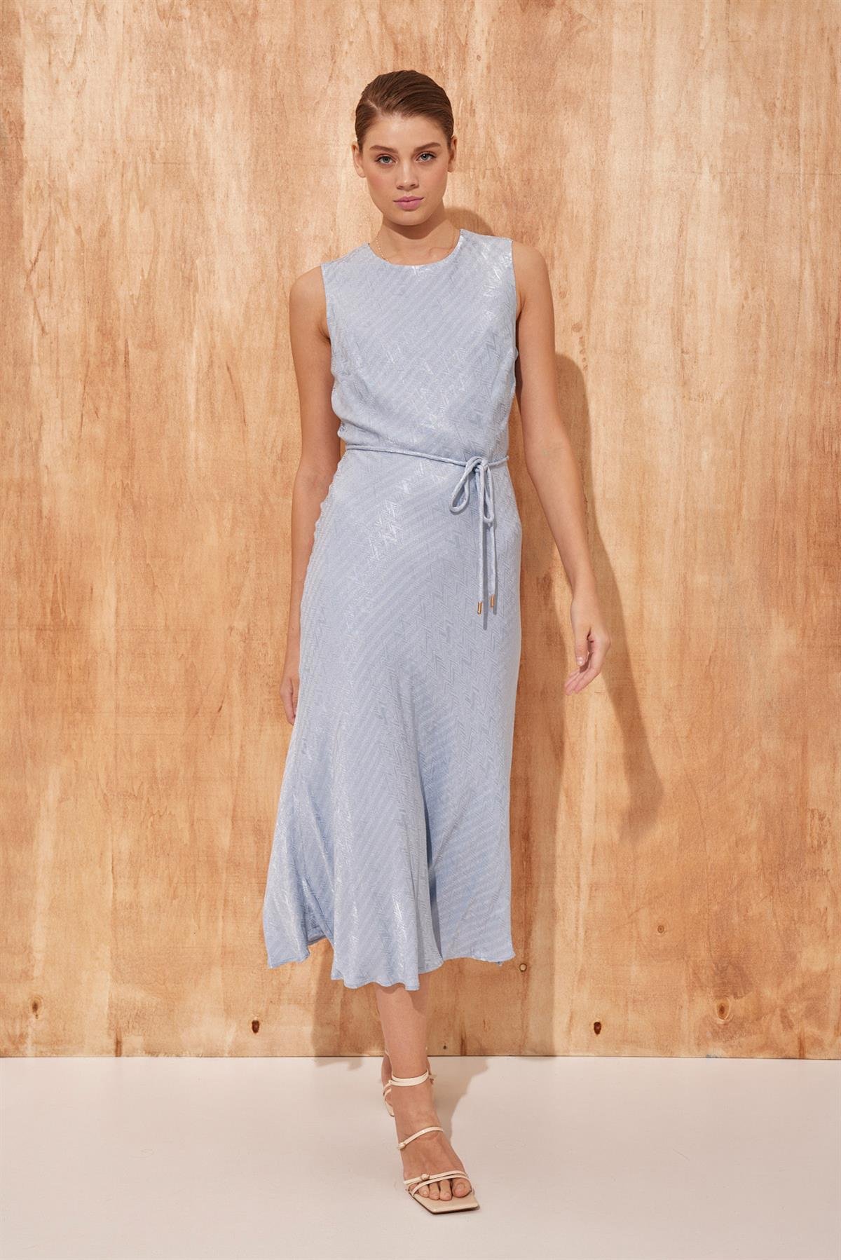 Bebe Mavi Bisiklet Yaka  Kolsuz  Midi Boy  Belde Bağlama Detaylı Elbise Kadın Dresses & Evening Dresses modelleri