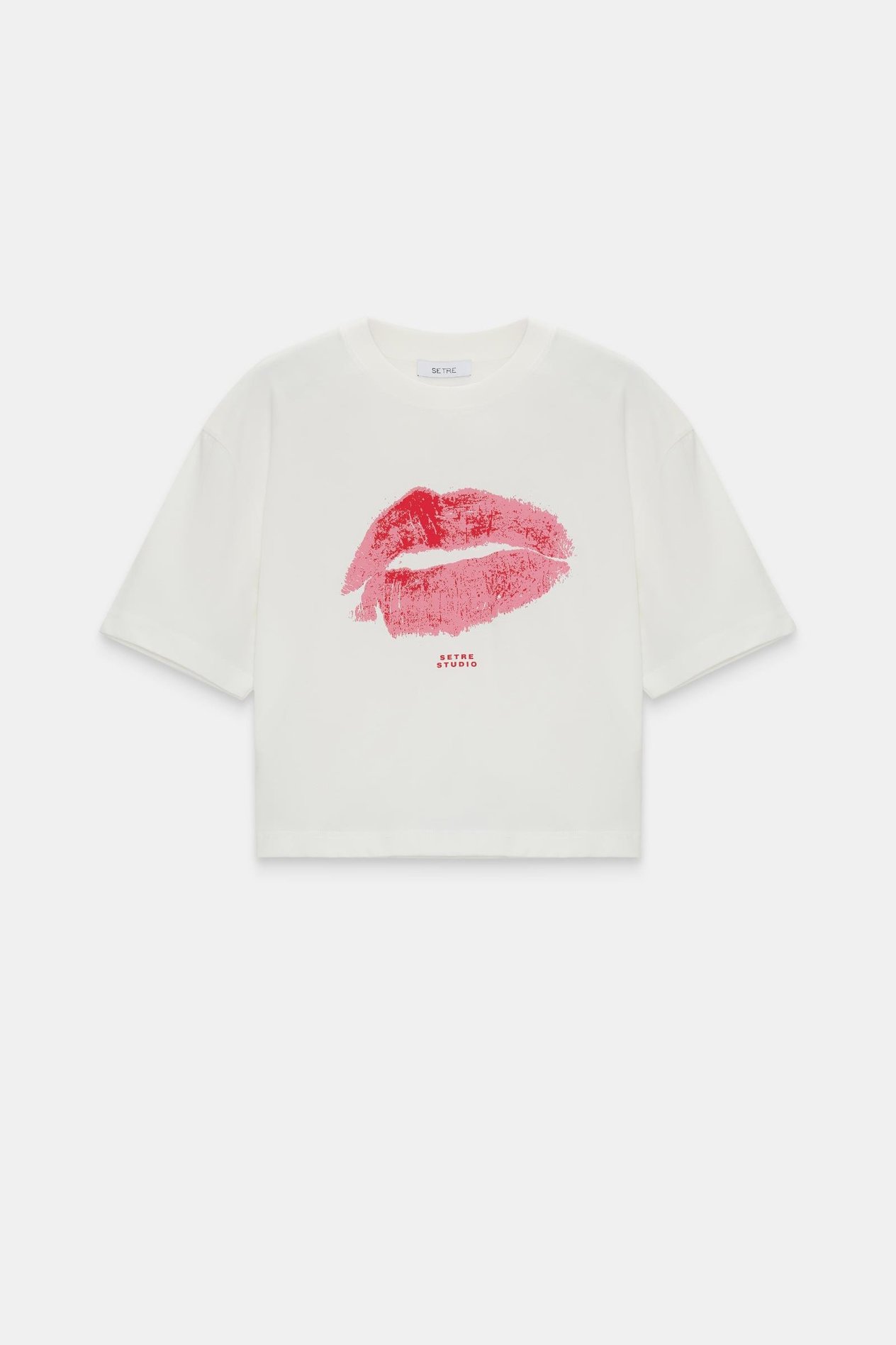 Ekru %100 Pamuklu Baskı Detaylı Kısa Kollu Rahat Kesim T-Shirt Kadın T-Shirt modelleri
