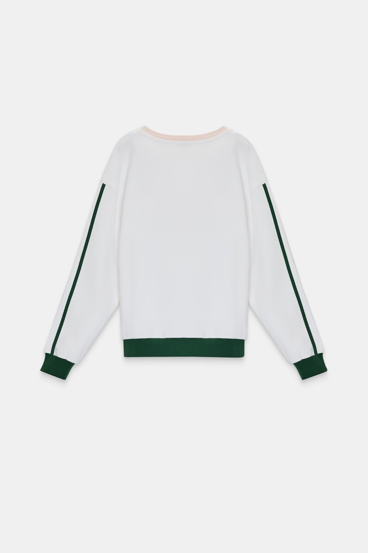 Ekru %100 Pamuklu V Yaka Şerit Ve Baskı Detaylı Sweatshirt Kadın Sweatshirt modelleri