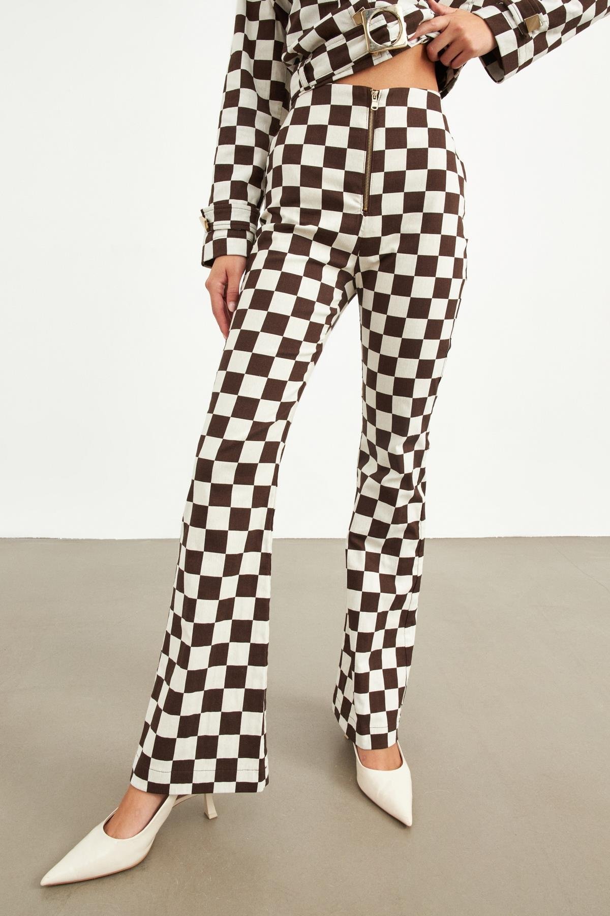 Ekru-Kahve 1YU4CPN0604 PANTOLON Kadın Pants modelleri