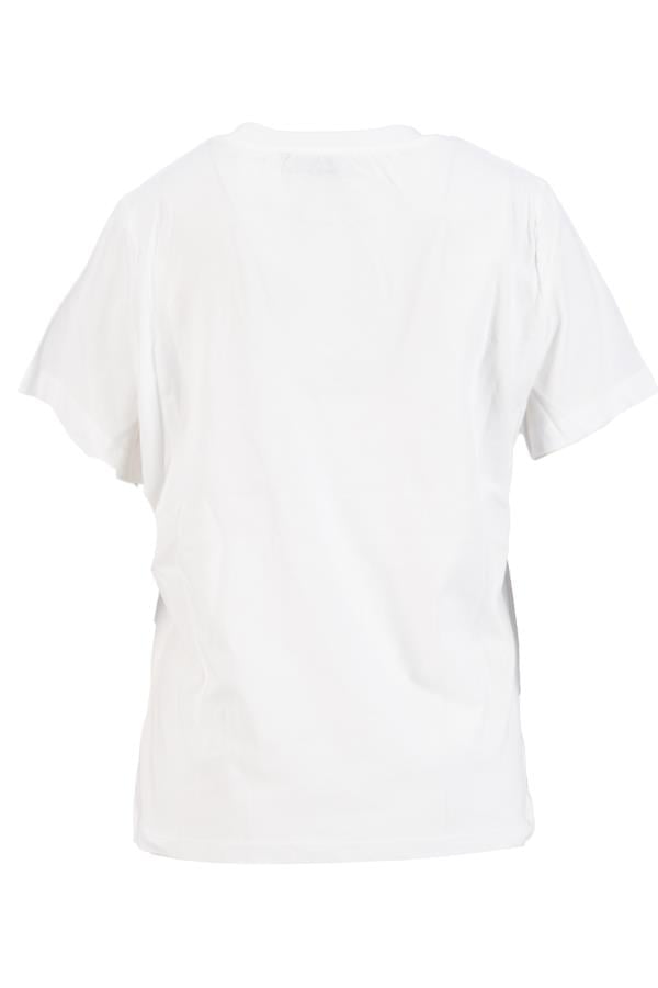 Ekru-Kırmızı Gül Ve Baskı Detaylı T-Shirt Kadın T-Shirt modelleri
