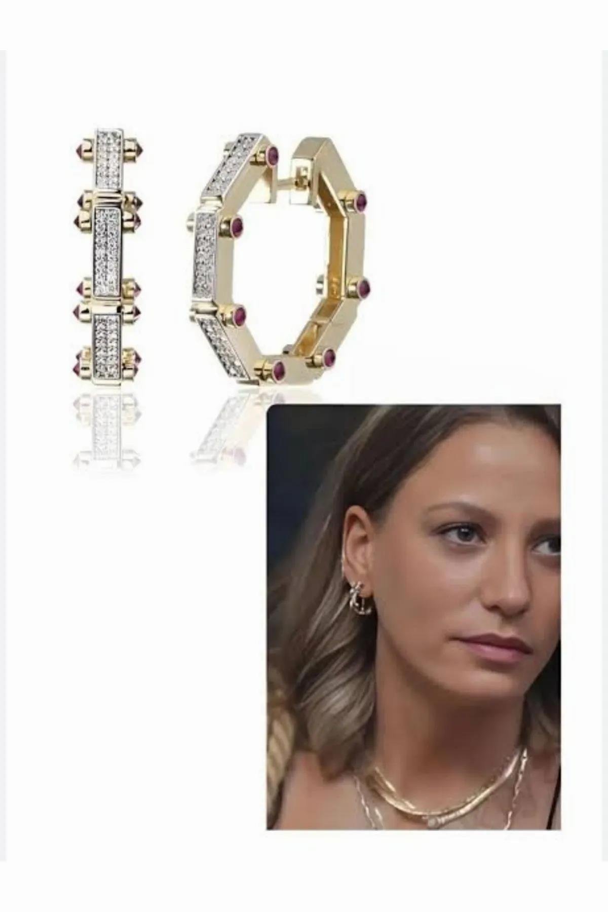 Ekru Marka Model Ruby Taş Detaylı Serenay Küpe Kadın Kategorisiz modelleri