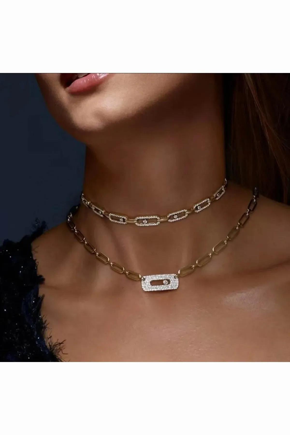 Ekru Messika Model Move Link Zirkon Taş Detaylı Altın Kaplama Kolye Kadın Kategorisiz modelleri