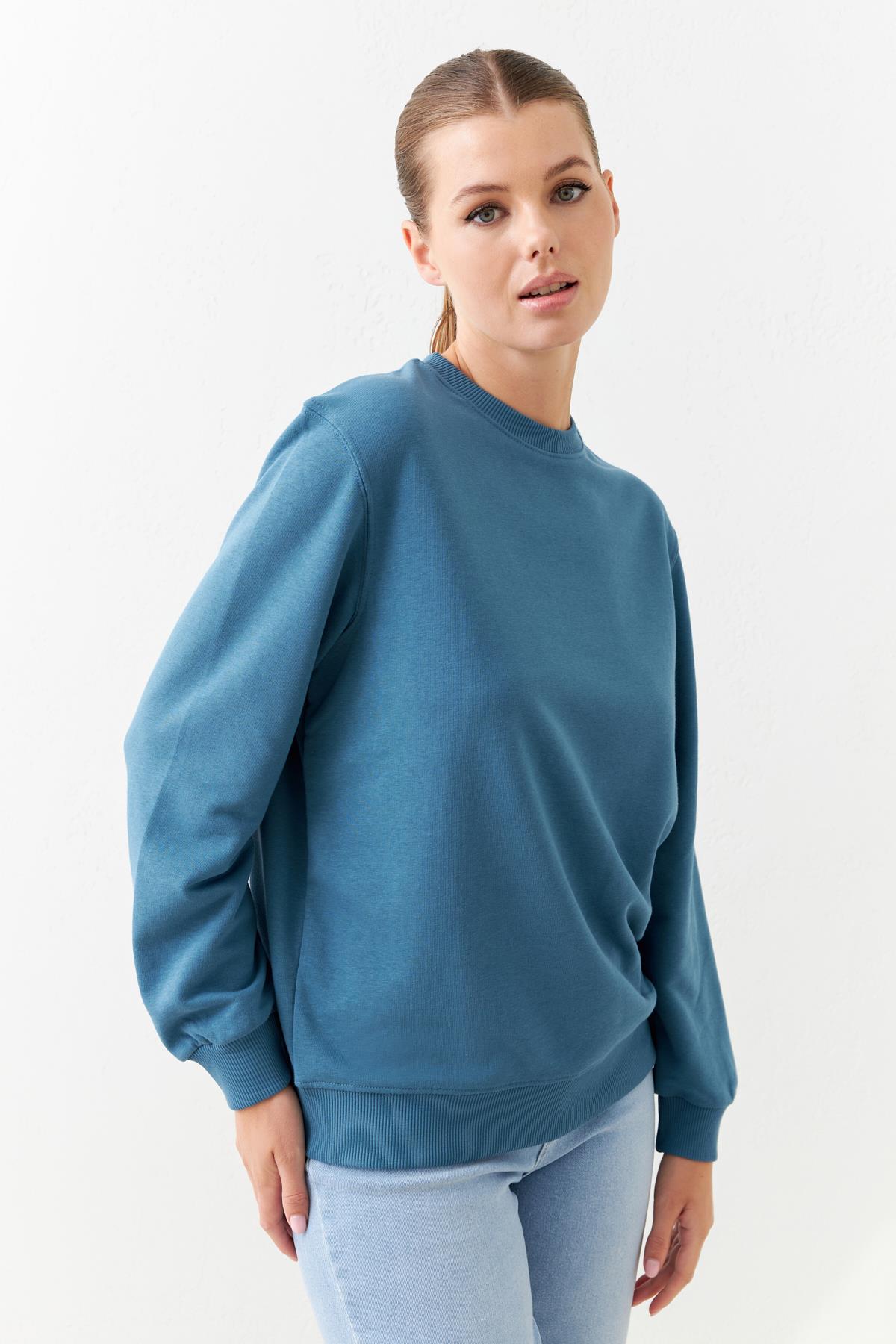 Petrol Basic Bisiklet Yaka Uzun Kollu Sweatshirt Kadın Kategorisiz modelleri
