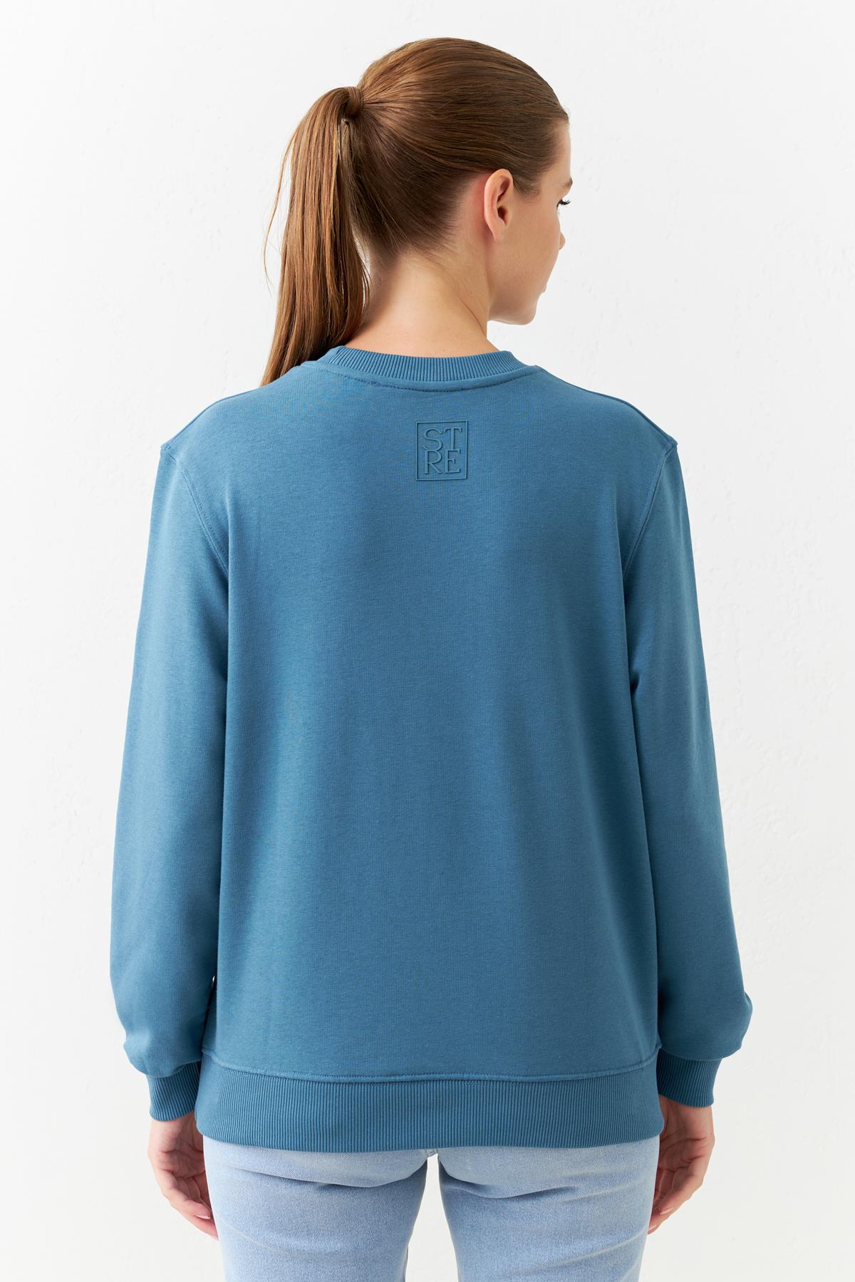 Petrol Basic Bisiklet Yaka Uzun Kollu Sweatshirt Kadın Kategorisiz modelleri