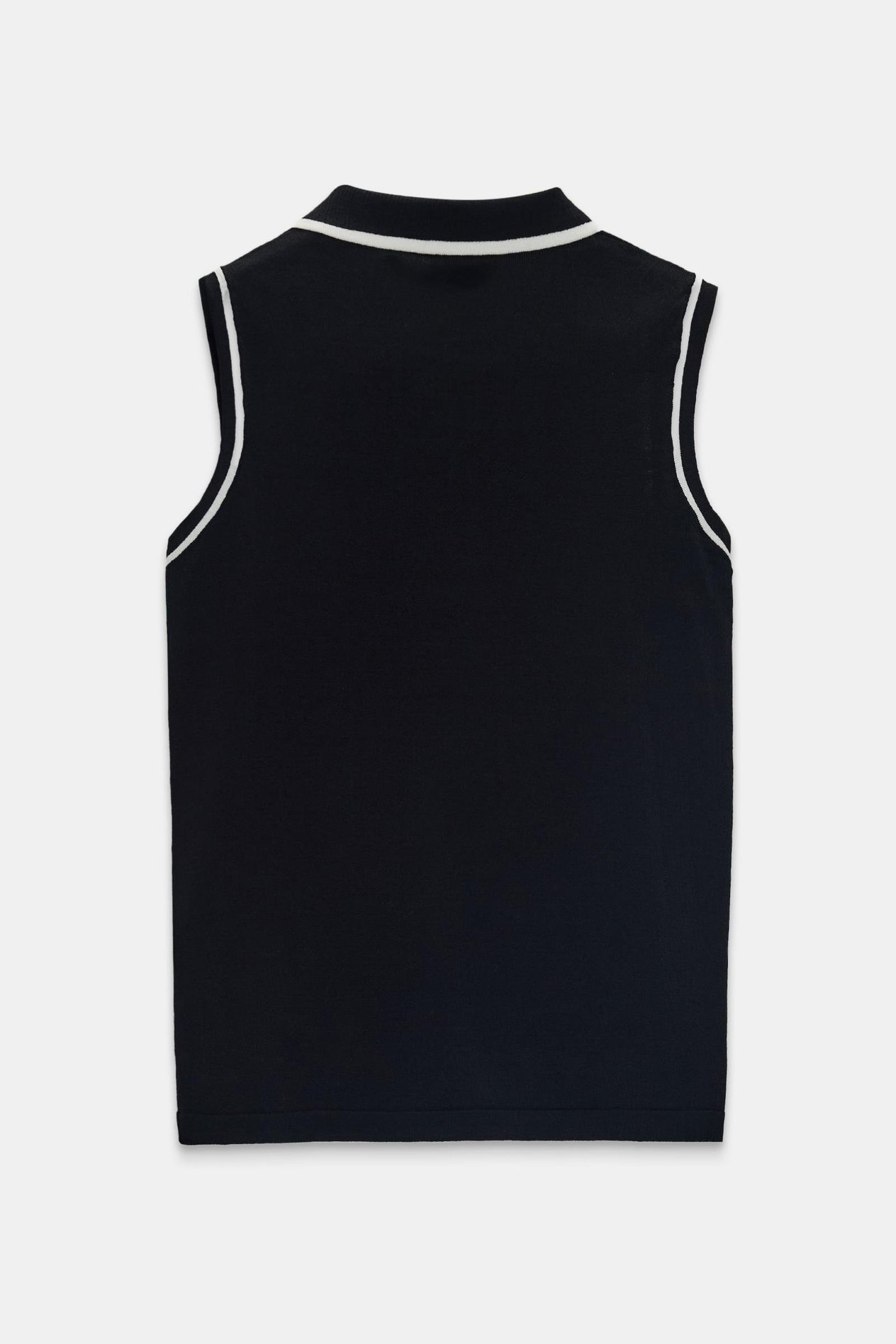 Siyah-Beyaz Düğme Detaylı Gömlek Yaka 0 Kollu Triko Kadın Knitwear modelleri
