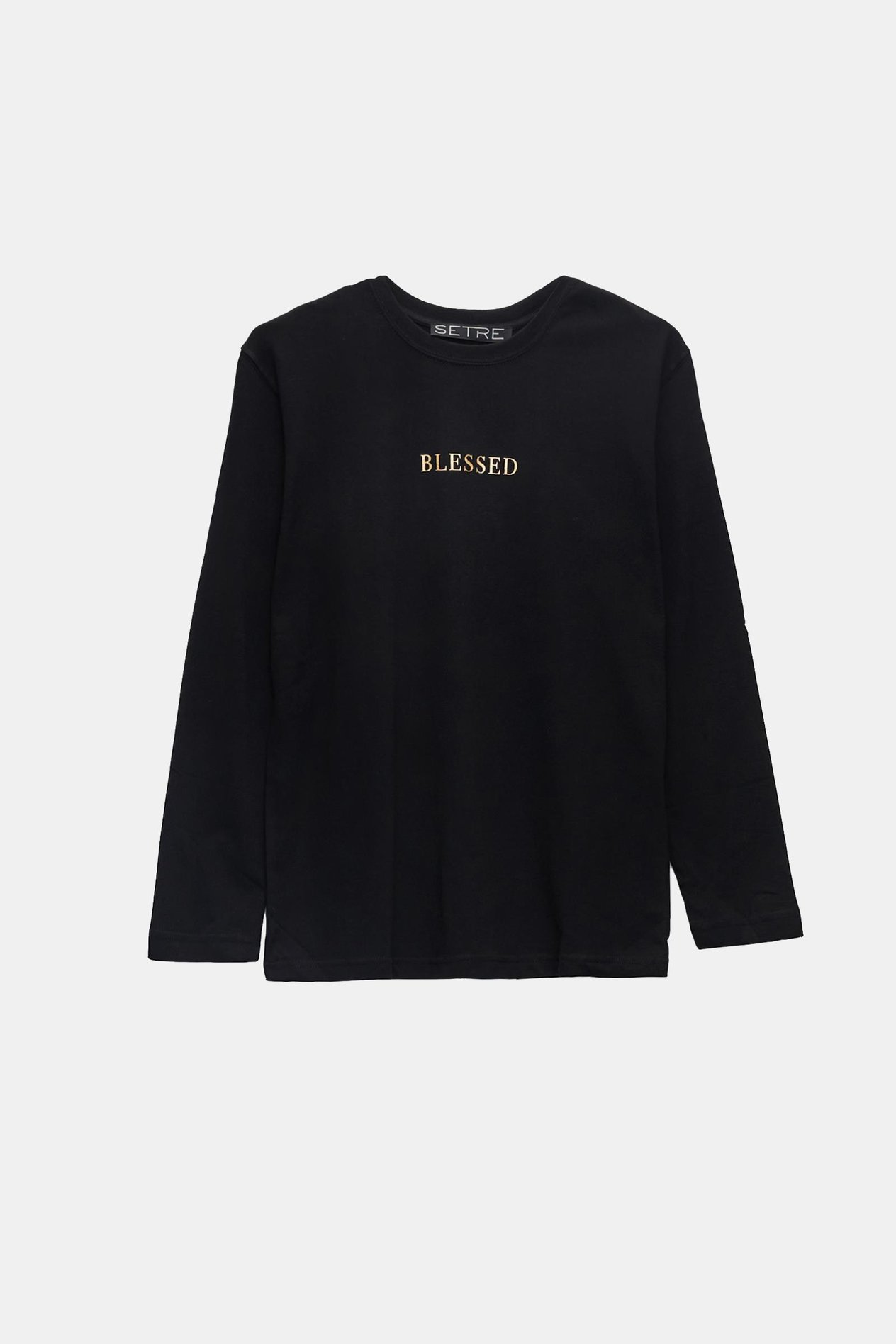 Siyah Bisiklet Yaka Uzun Kollu Baskı Detaylı Sweatshirt Kadın Sweatshirt modelleri