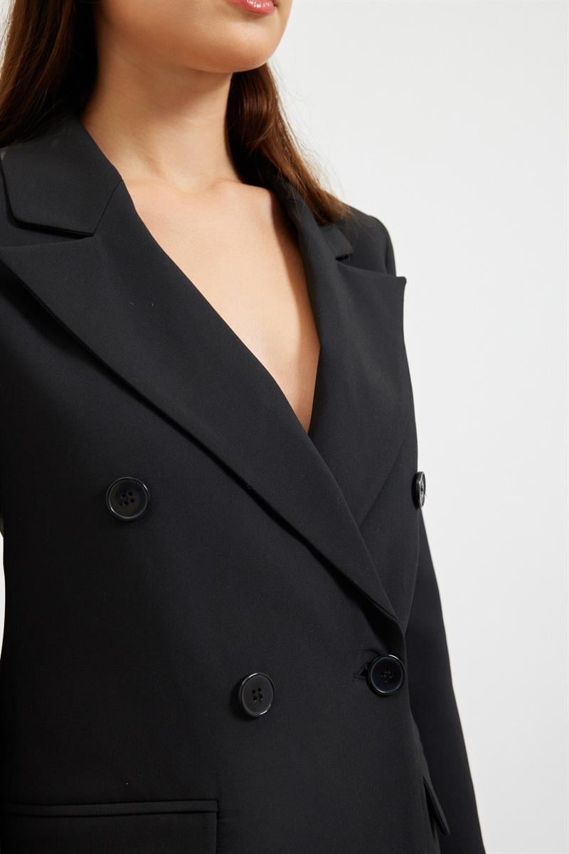 Siyah Cep Detaylı Blazer Ceket Kadın Ceket modelleri