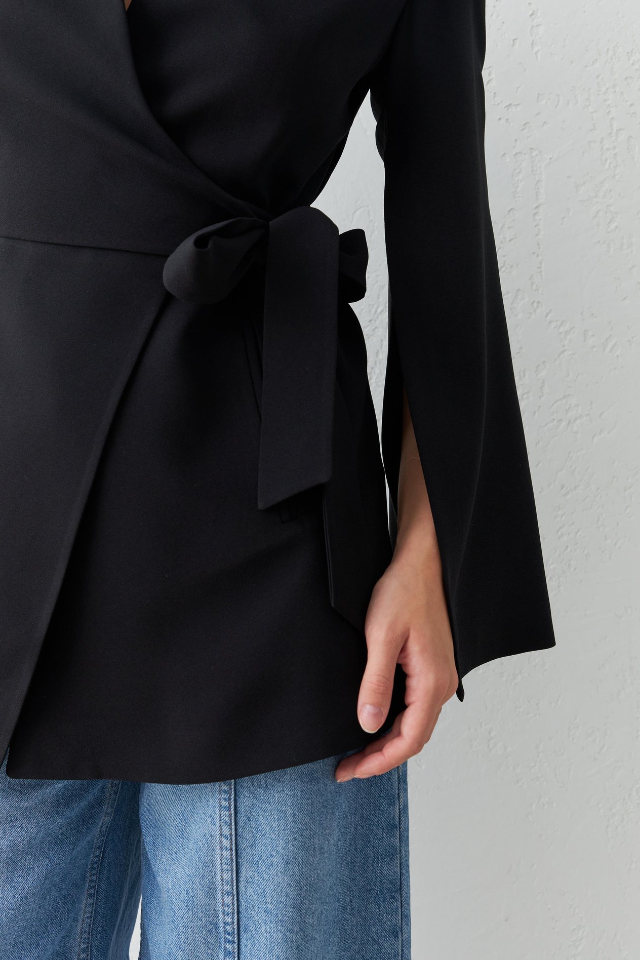 Siyah Kol Detaylı Belde Bağlama Detaylı Ceket Kadın Jacket modelleri