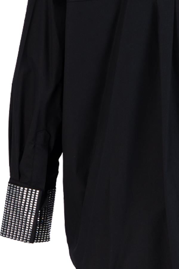 Siyah Taş Detaylı Uzun Kollu Gömlek Kadın Shirt modelleri
