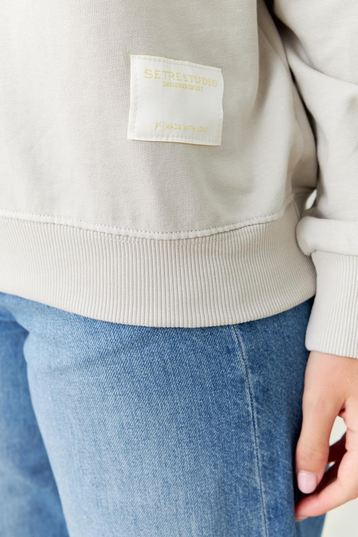 Taş Bisiklet Yaka Mini Baskı Detaylı Uzun Kollu Sweatshirt  Kadın Kategorisiz modelleri
