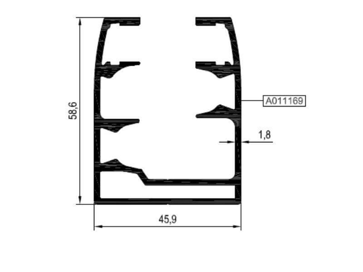 Rfg46 F 01 - 45,9Luk Cam Balkon Kasa 6500Mm Profili - Parlak Bronz Eloksal