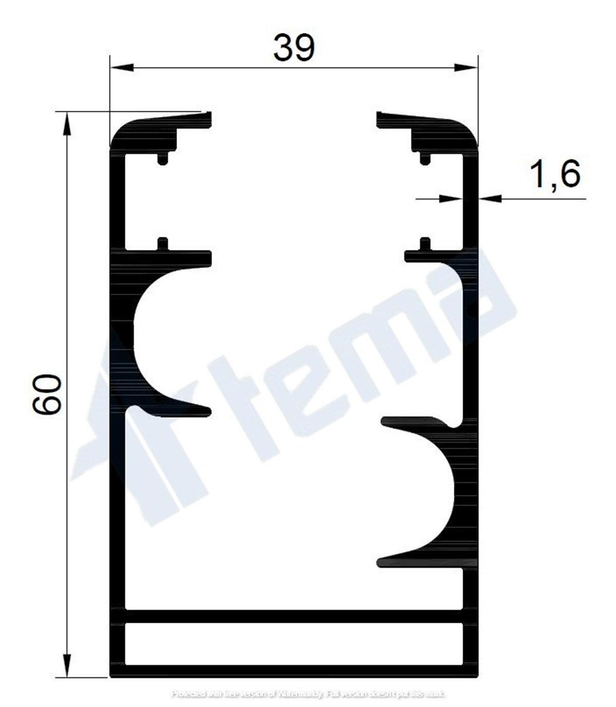 T.2106 KATLANIR CAM BALKON EKONOMİK KASA PROFİLİ 6500MM