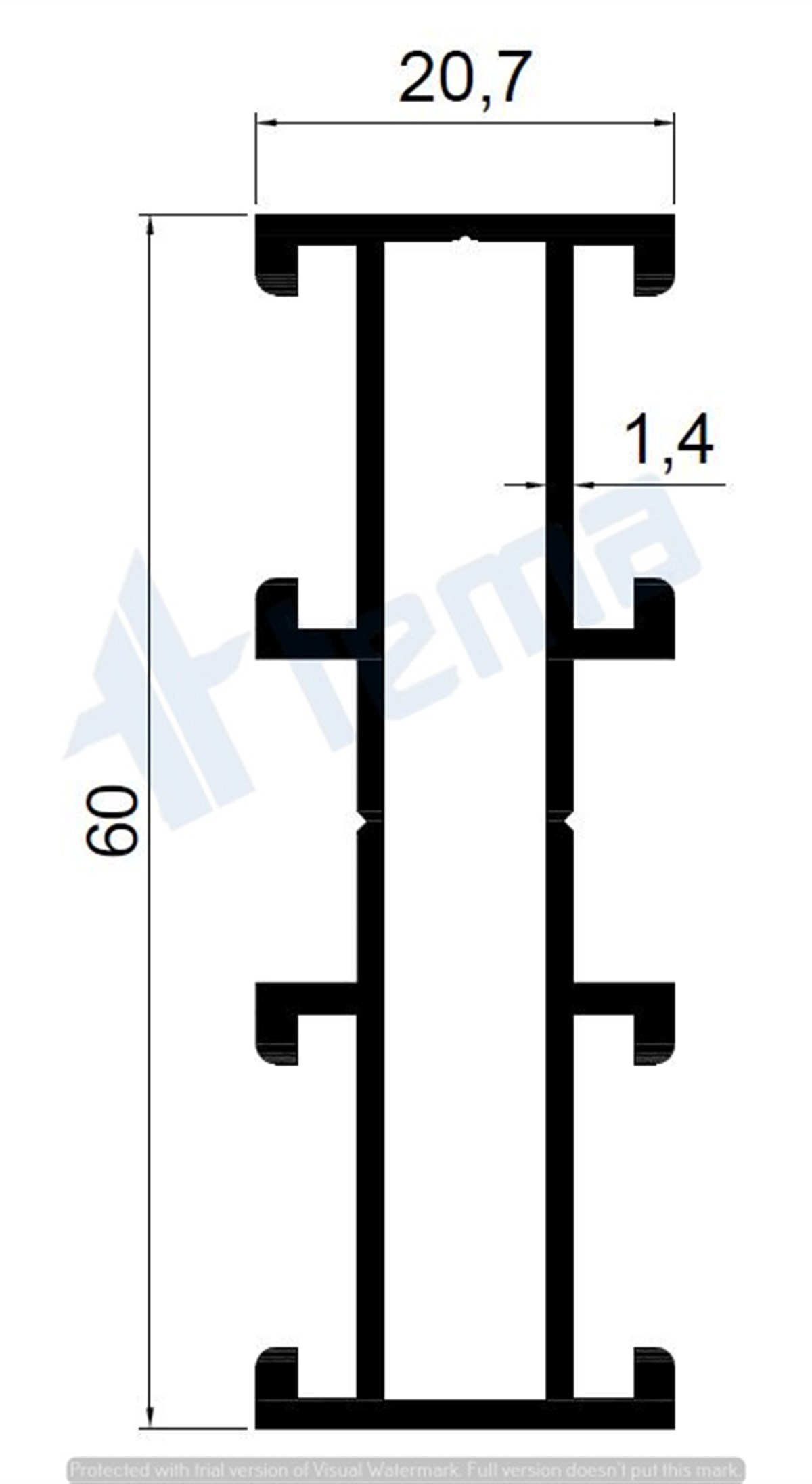 T.3103 C60 20LİK KASA PROFİLİ