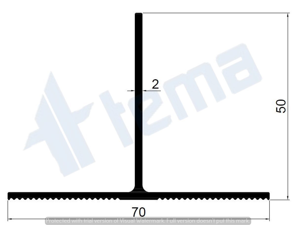 T.8002 50*70*2.00MM TIRTIKLI T PROFİLİ