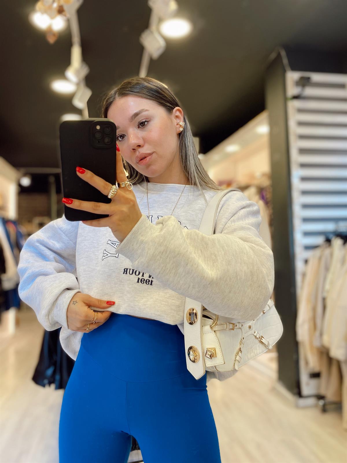 Açık Gri Portofino Baskılı Sweat