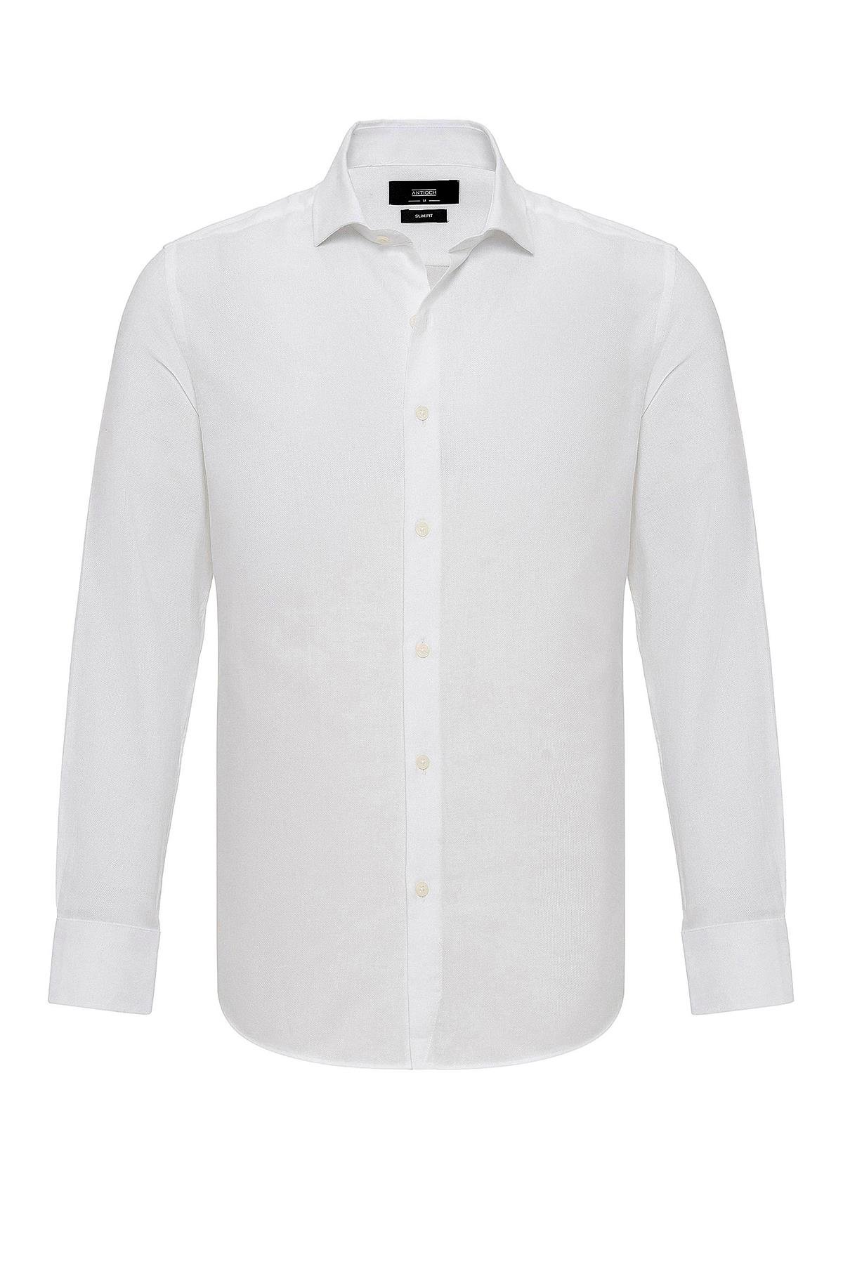 Antioch Beyaz Uzun Kollu Slim Fit Erkek Gömlek