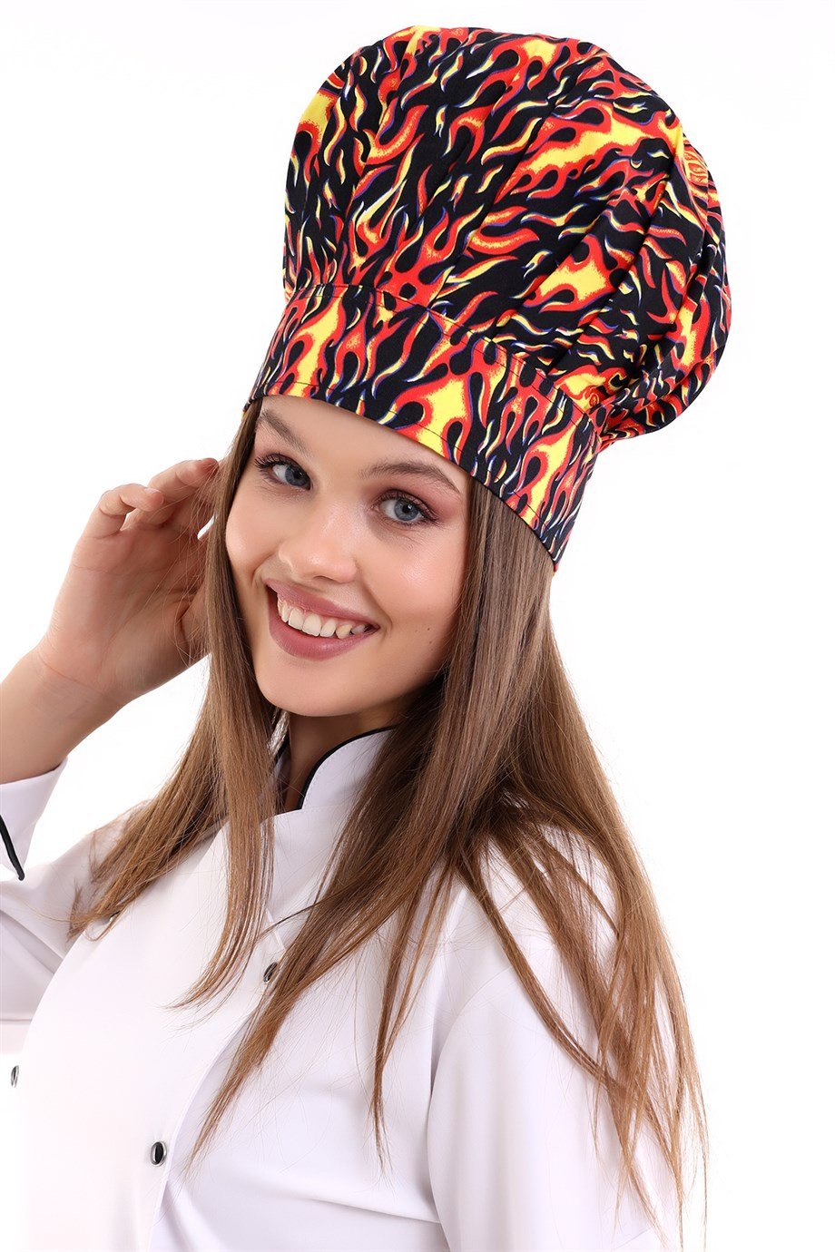 Alev Desenli Aşçı Mantar Şapka - Unisex