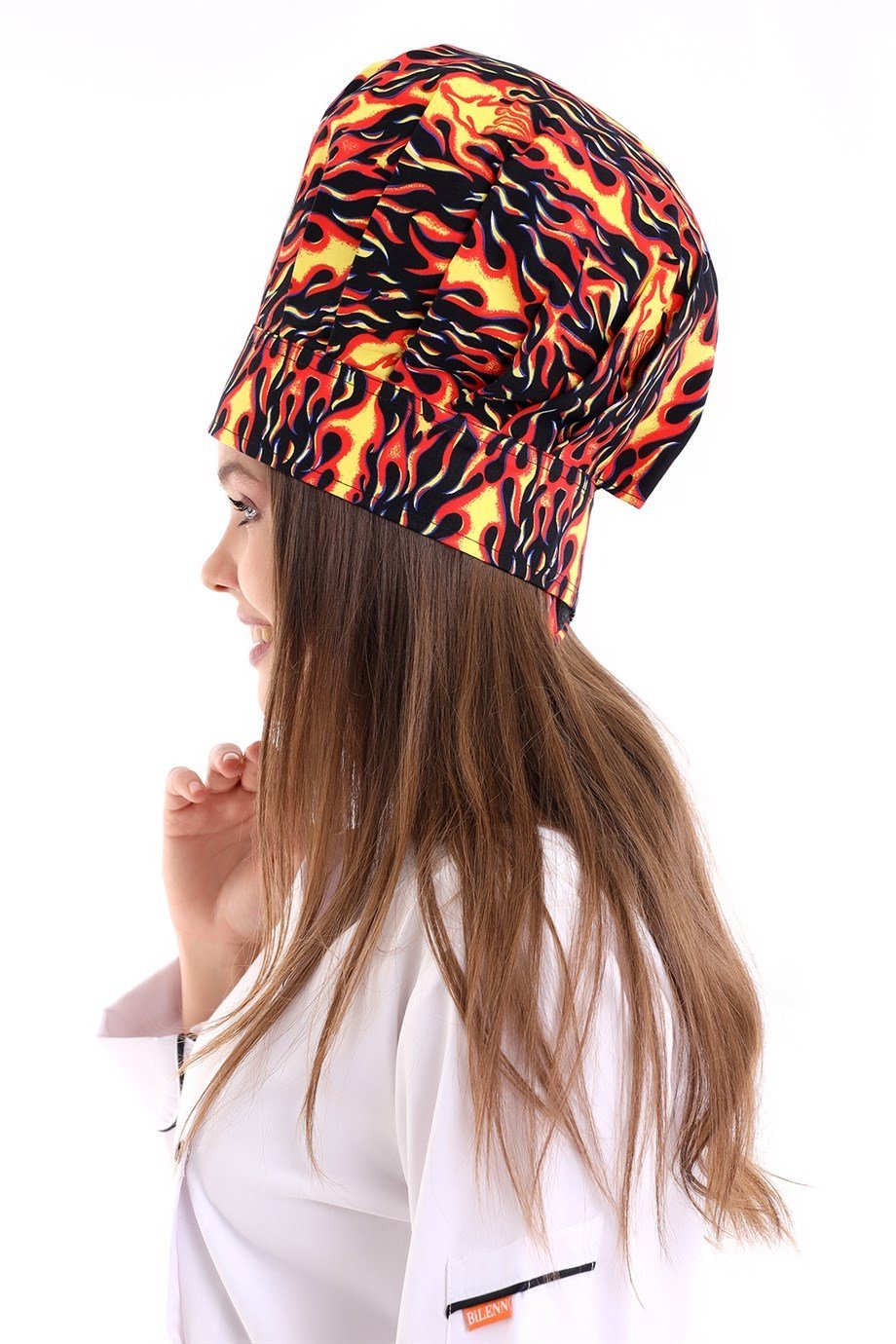 Alev Desenli Aşçı Mantar Şapka - Unisex