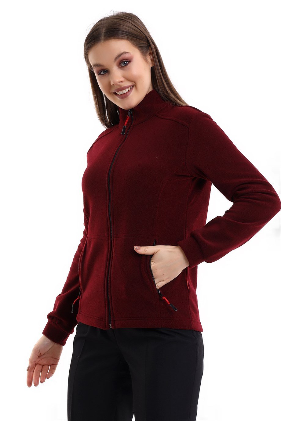 Bordo Kadın Polar Mont