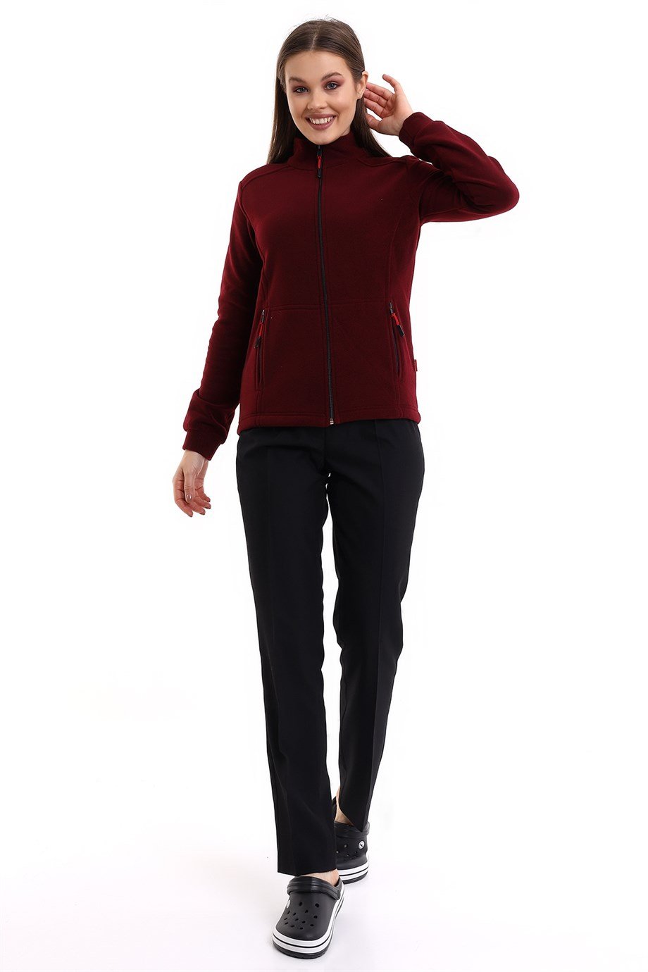 Bordo Kadın Polar Mont