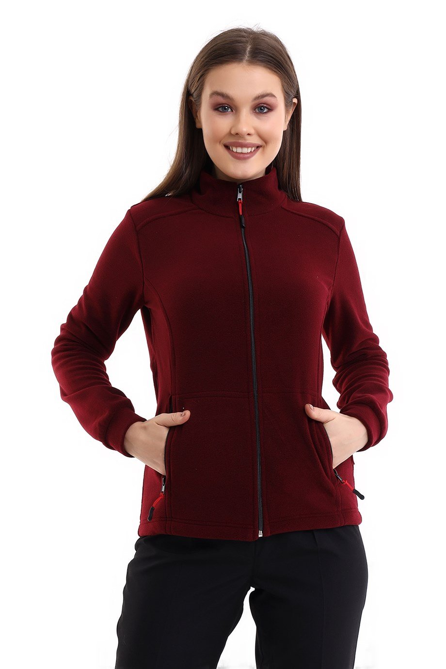 Bordo Kadın Polar Mont