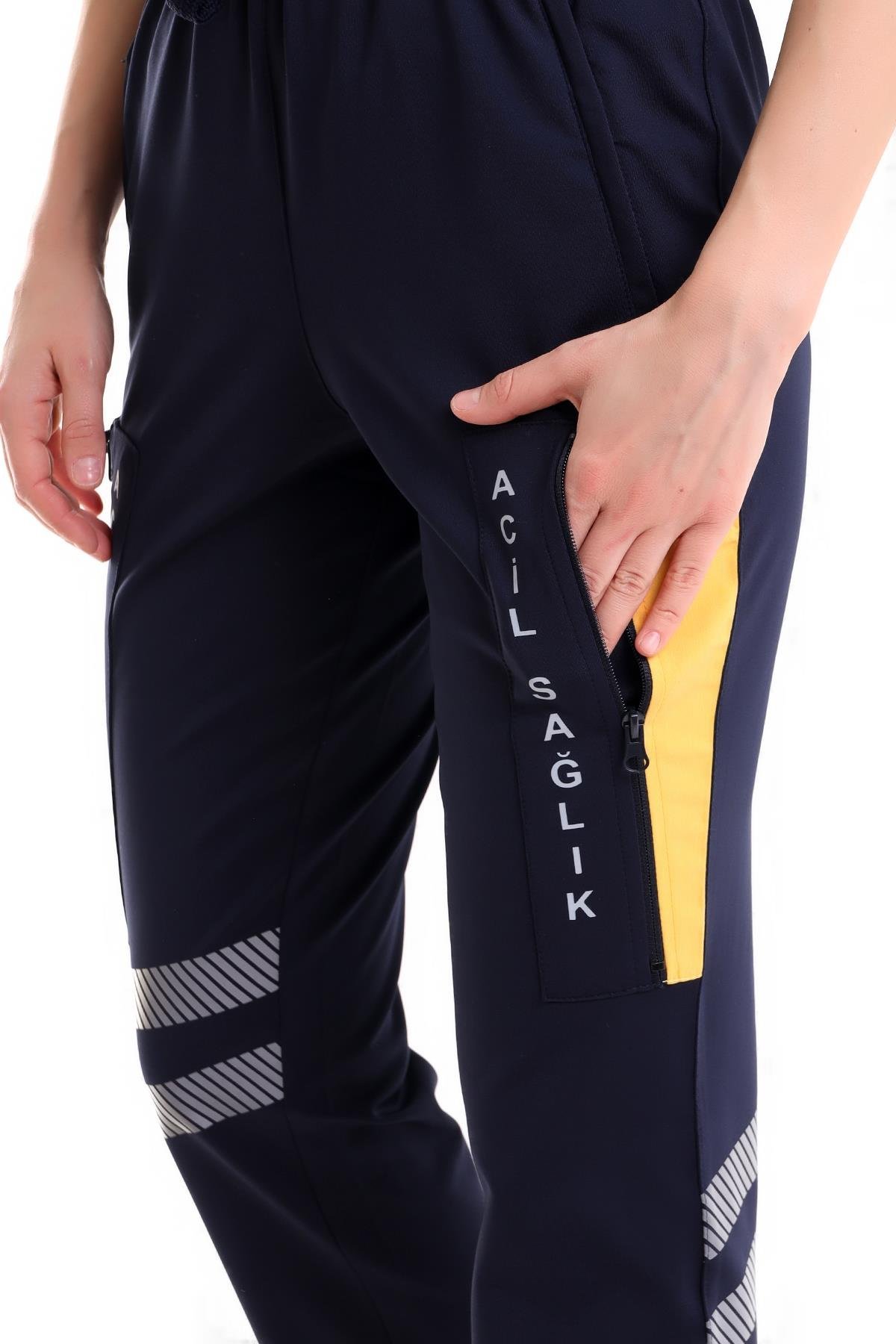 Lacivert 112 Acil Sağlık Unisex Likrali Kıslık Pantolon