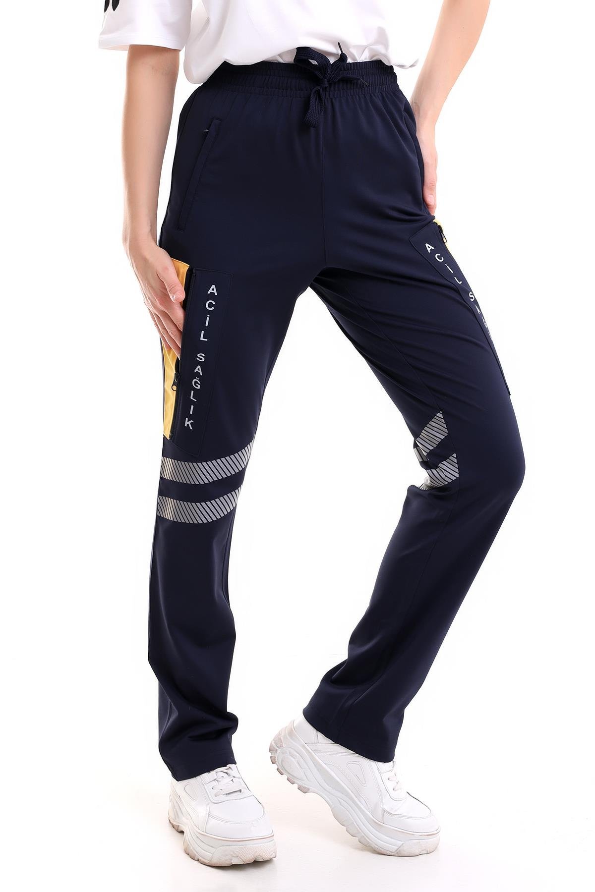 Lacivert 112 Acil Sağlık Unisex Likrali Kıslık Pantolon
