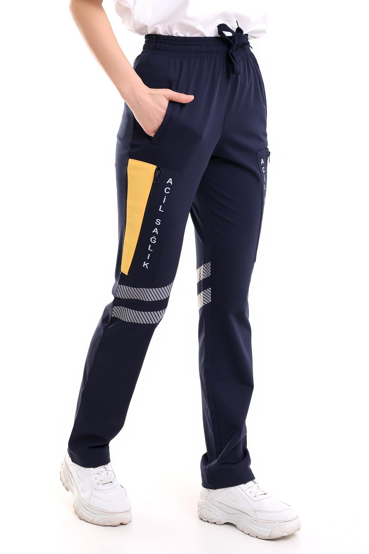 Lacivert 112 Acil Sağlık Unisex Likrali Kıslık Pantolon