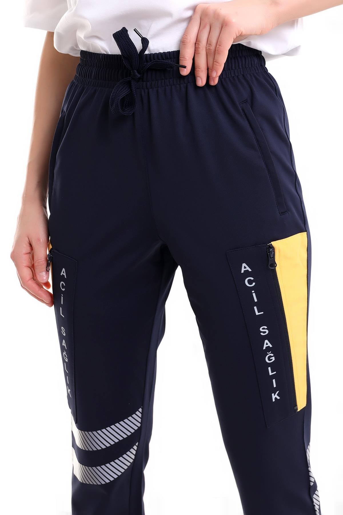 Lacivert 112 Acil Sağlık Unisex Likrali Kıslık Pantolon