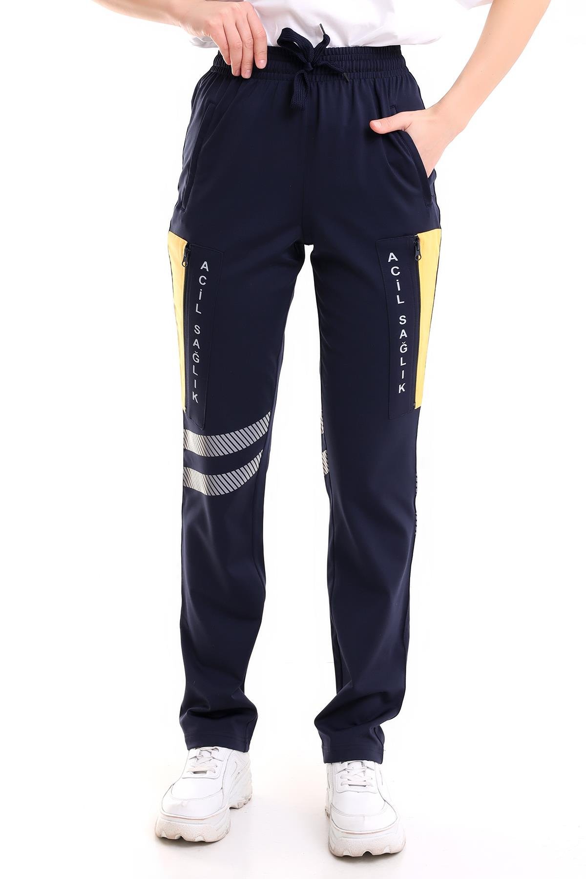 Lacivert 112 Acil Sağlık Unisex Likrali Kıslık Pantolon