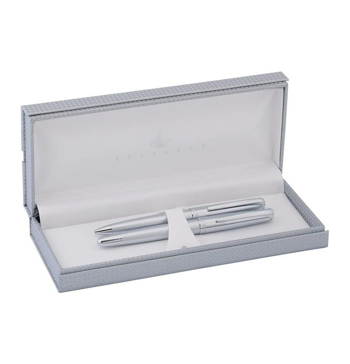 Steelpen Saturn Serisi 2355 Mat Krom Dolma Kalem+Tükenmez Kalem