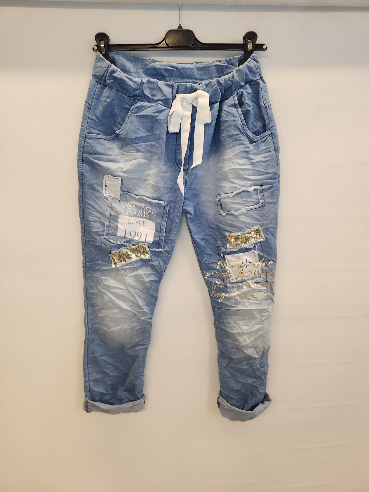 İtalyan Yazılı Payetli Pantolon 241011519 - 21585
