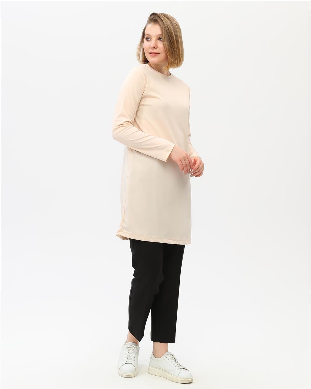 Doğa Sade Basic Tunik - 6016 - Krem