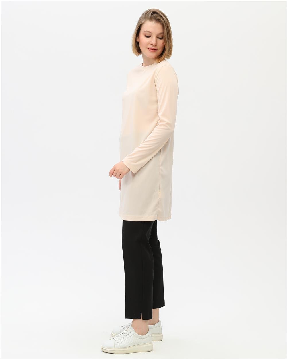 Doğa Sade Basic Tunik - 6016 - Krem