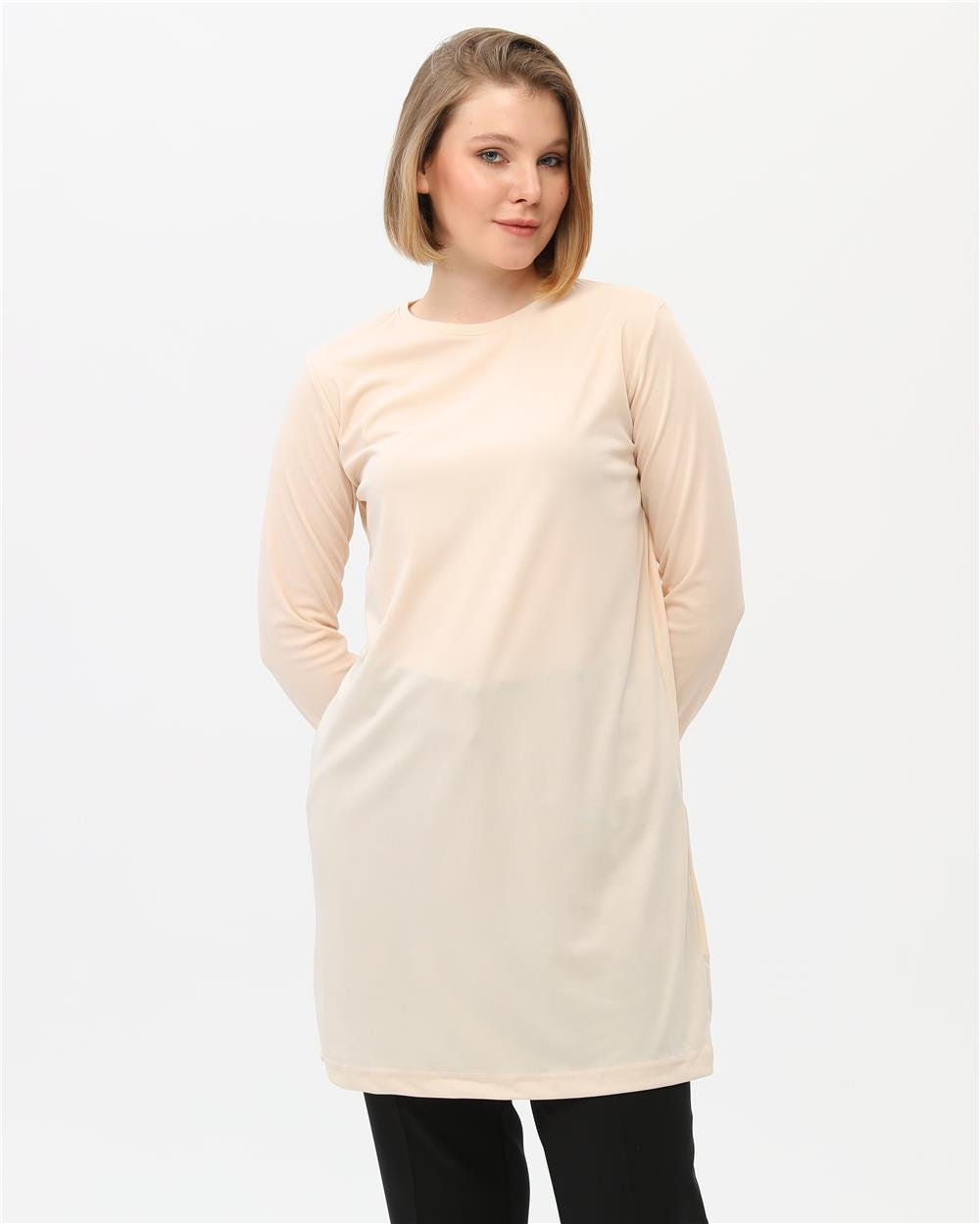 Doğa Sade Basic Tunik - 6016 - Krem