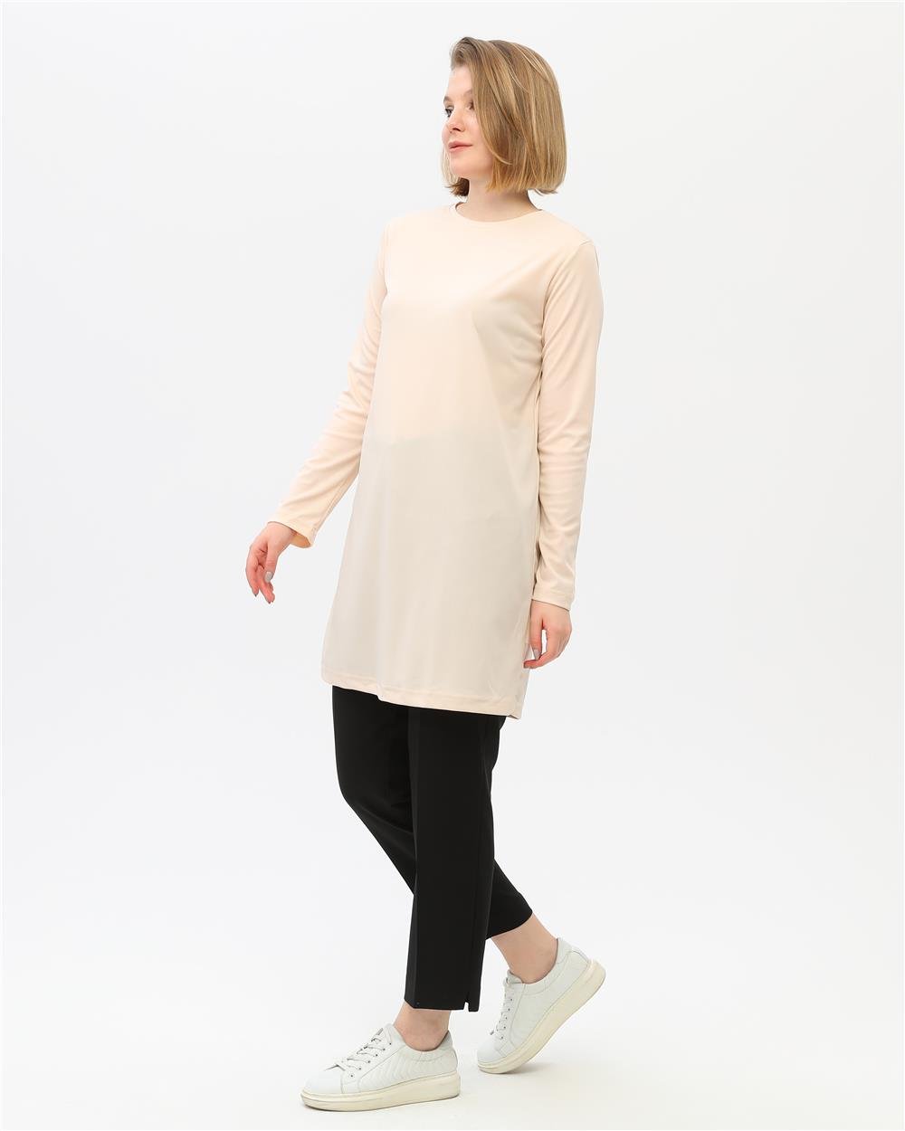 Doğa Sade Basic Tunik - 6016 - Krem