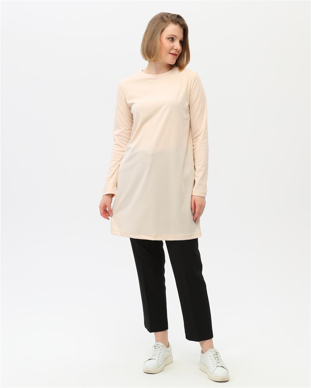 Doğa Sade Basic Tunik - 6016 - Krem