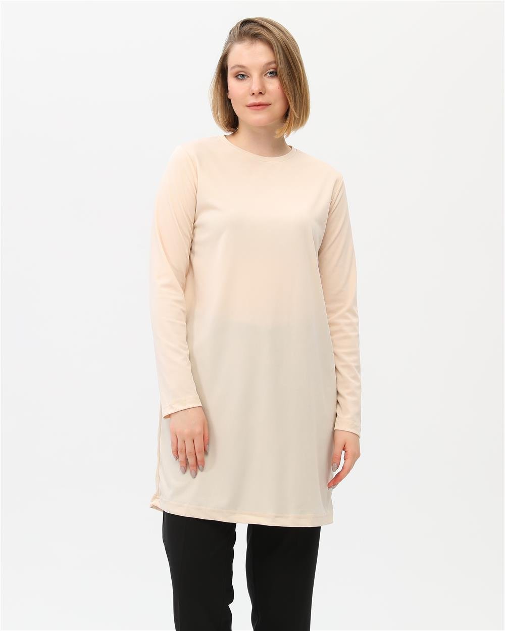Doğa Sade Basic Tunik - 6016 - Krem