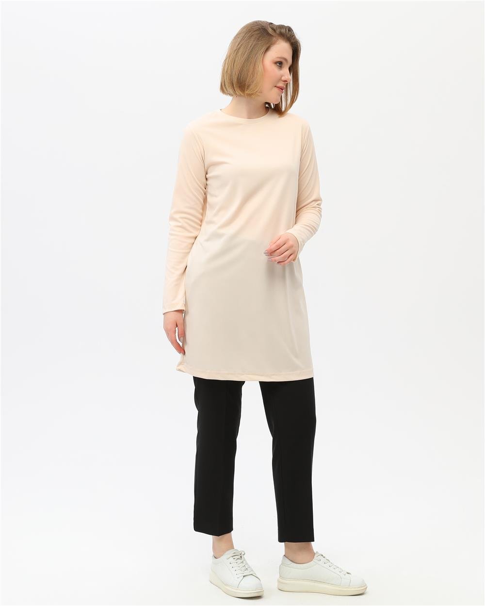 Doğa Sade Basic Tunik - 6016 - Krem