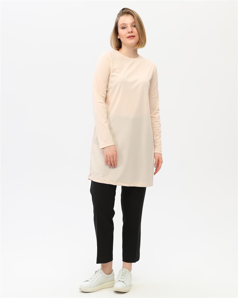 Doğa Sade Basic Tunik - 6016 - Krem