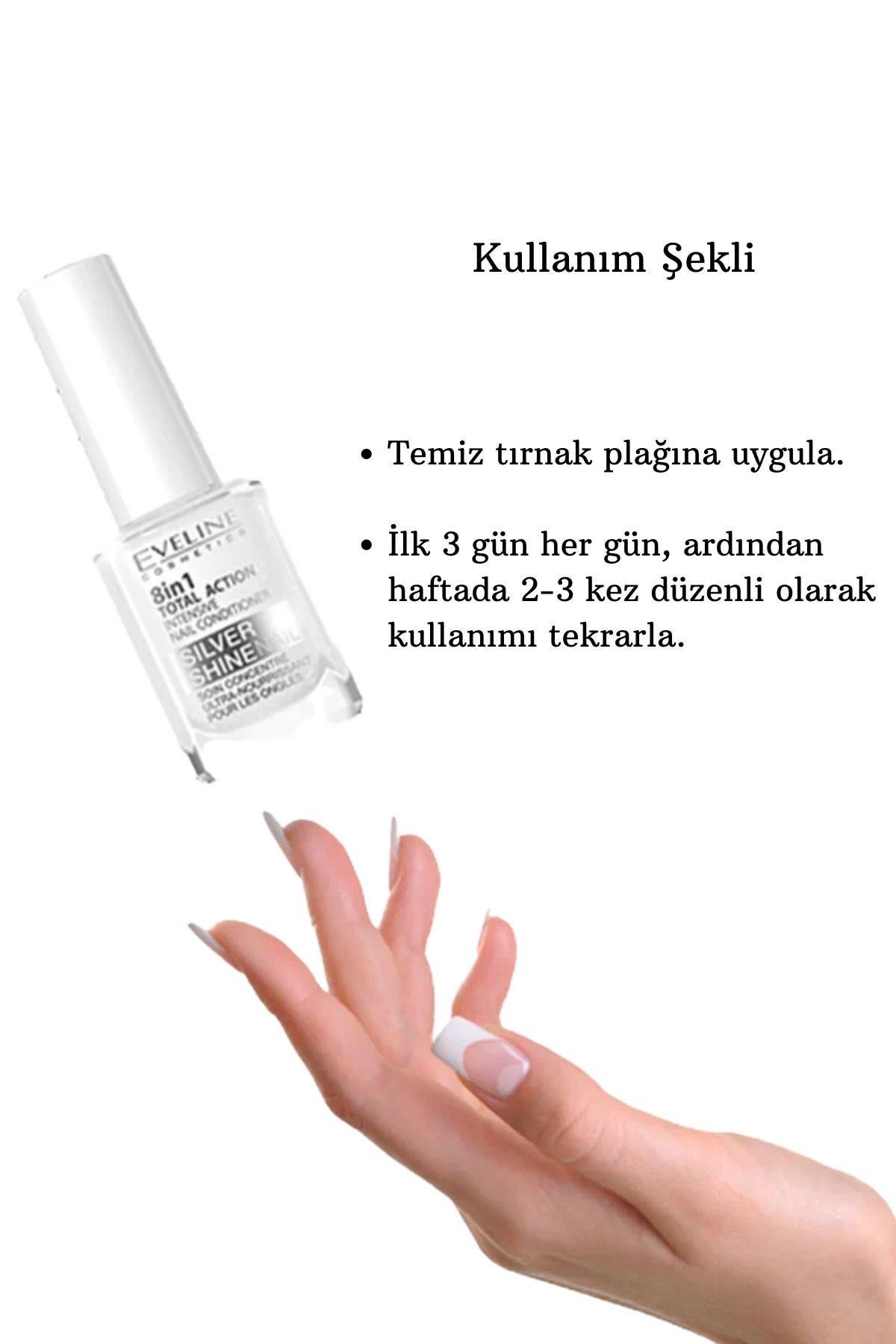 Eveline 8in1 Total Action Yoğun Tırnak Sertleştirici Silver Shine 12 ml