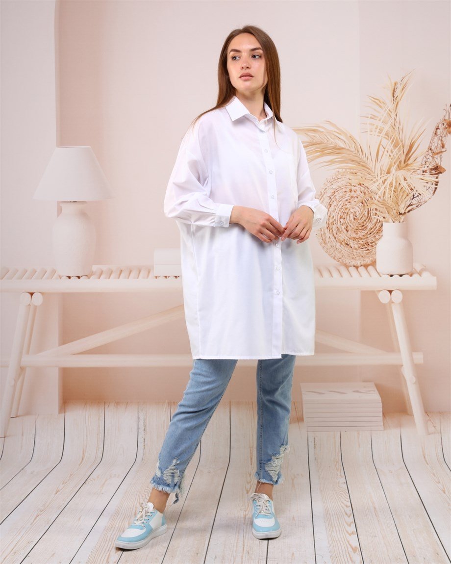 Oversize Gömlek Beyaz (70001-011)