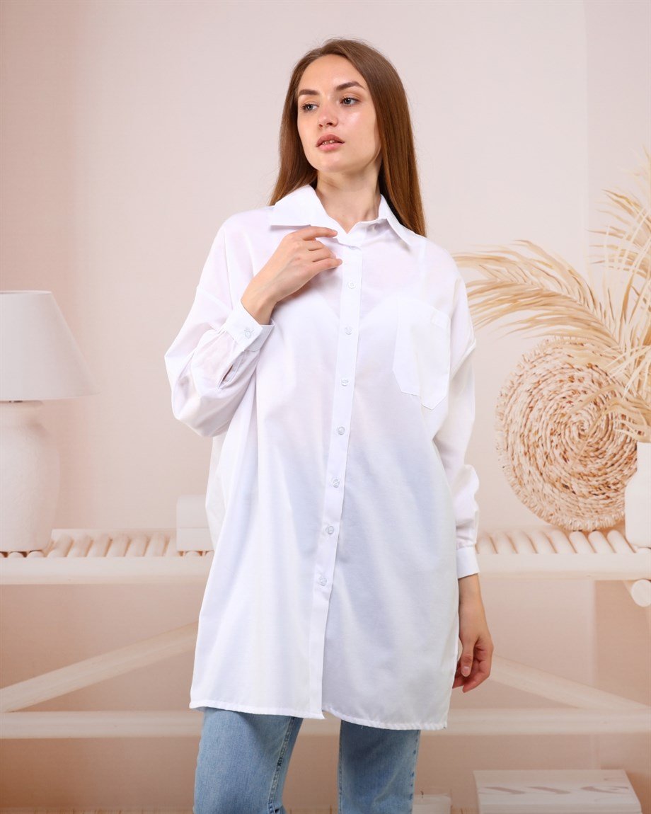 Oversize Gömlek Beyaz (70001-011)