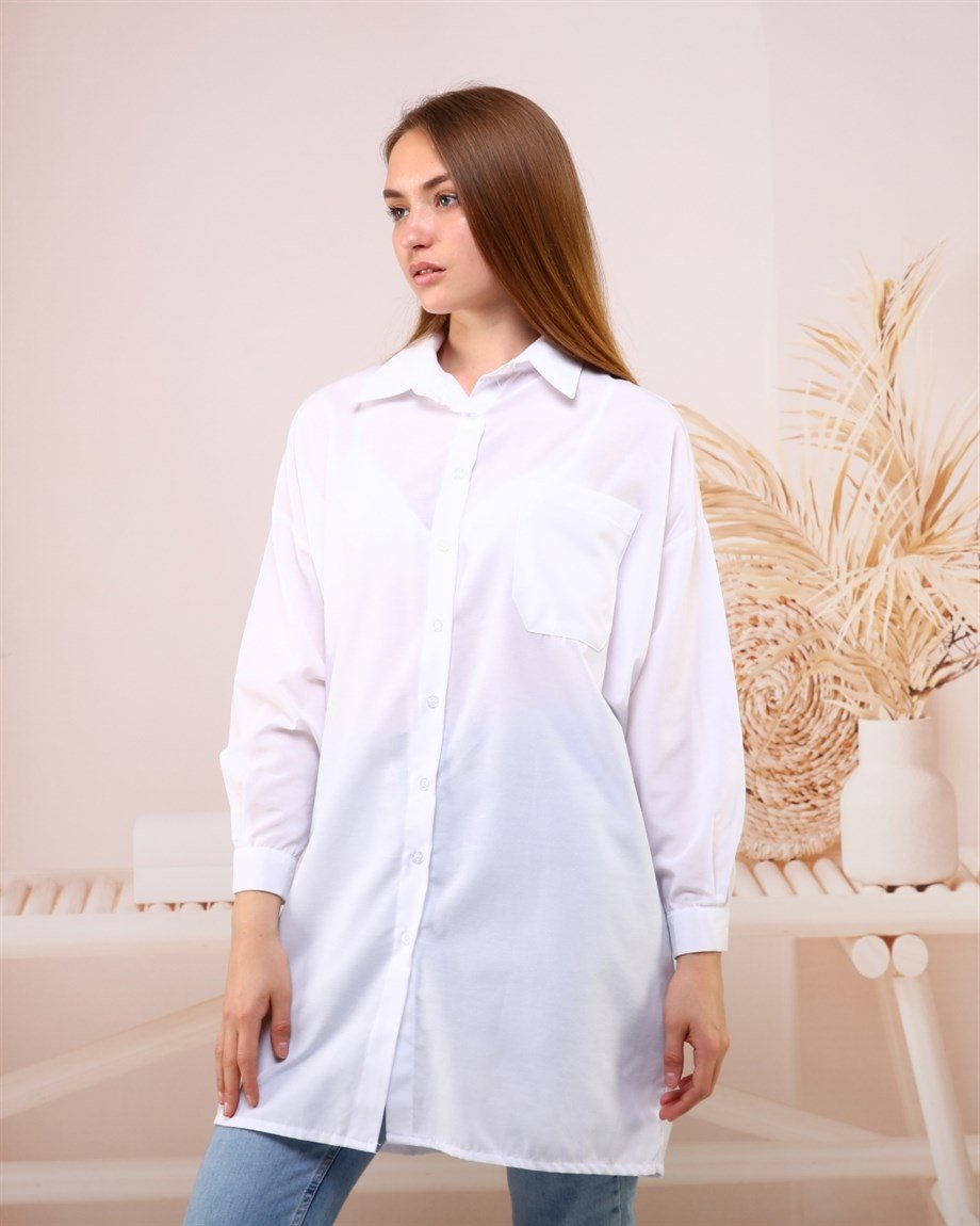 Oversize Gömlek Beyaz (70001-011)