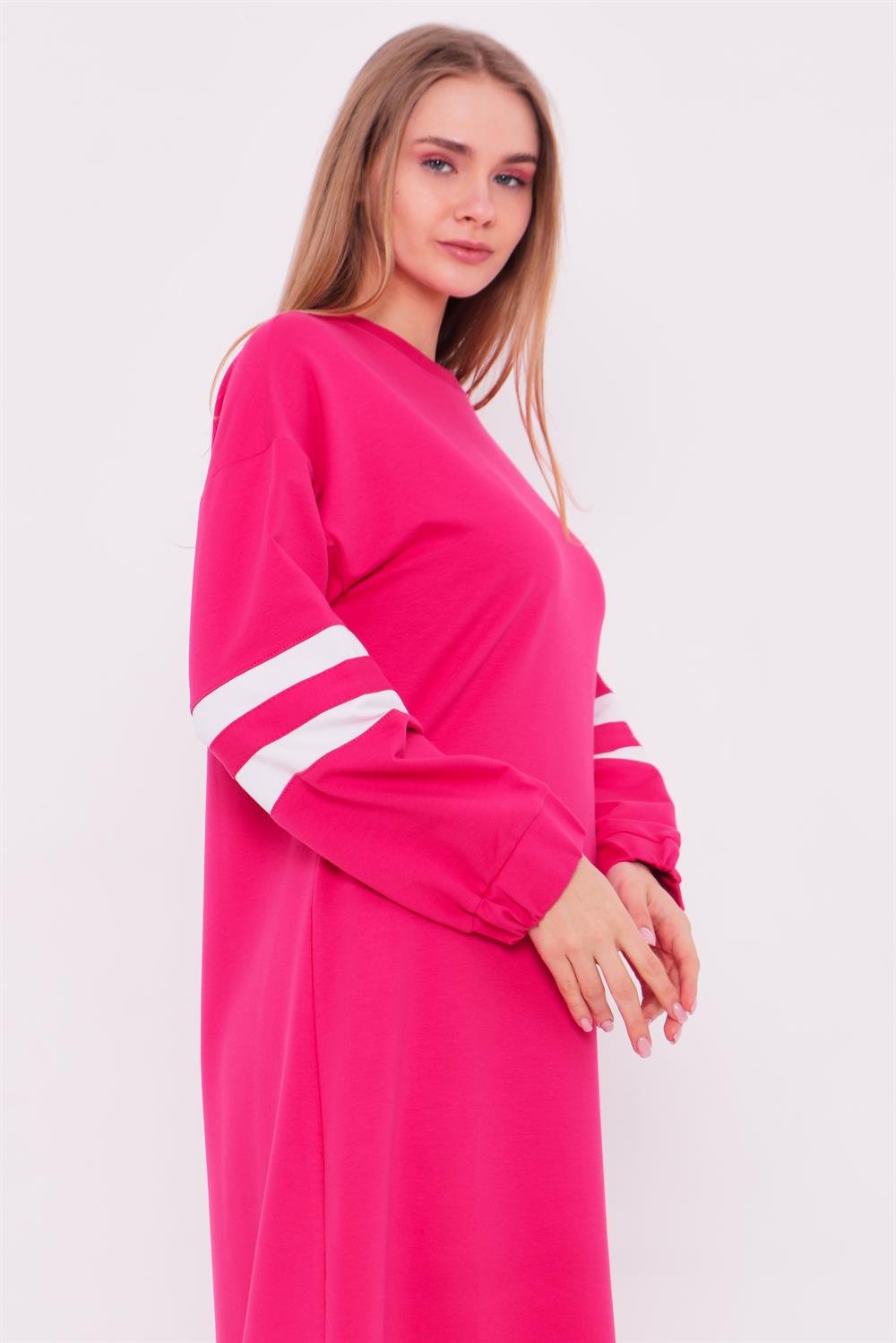 Poplin Detaylı Spor Elbise Fuşya