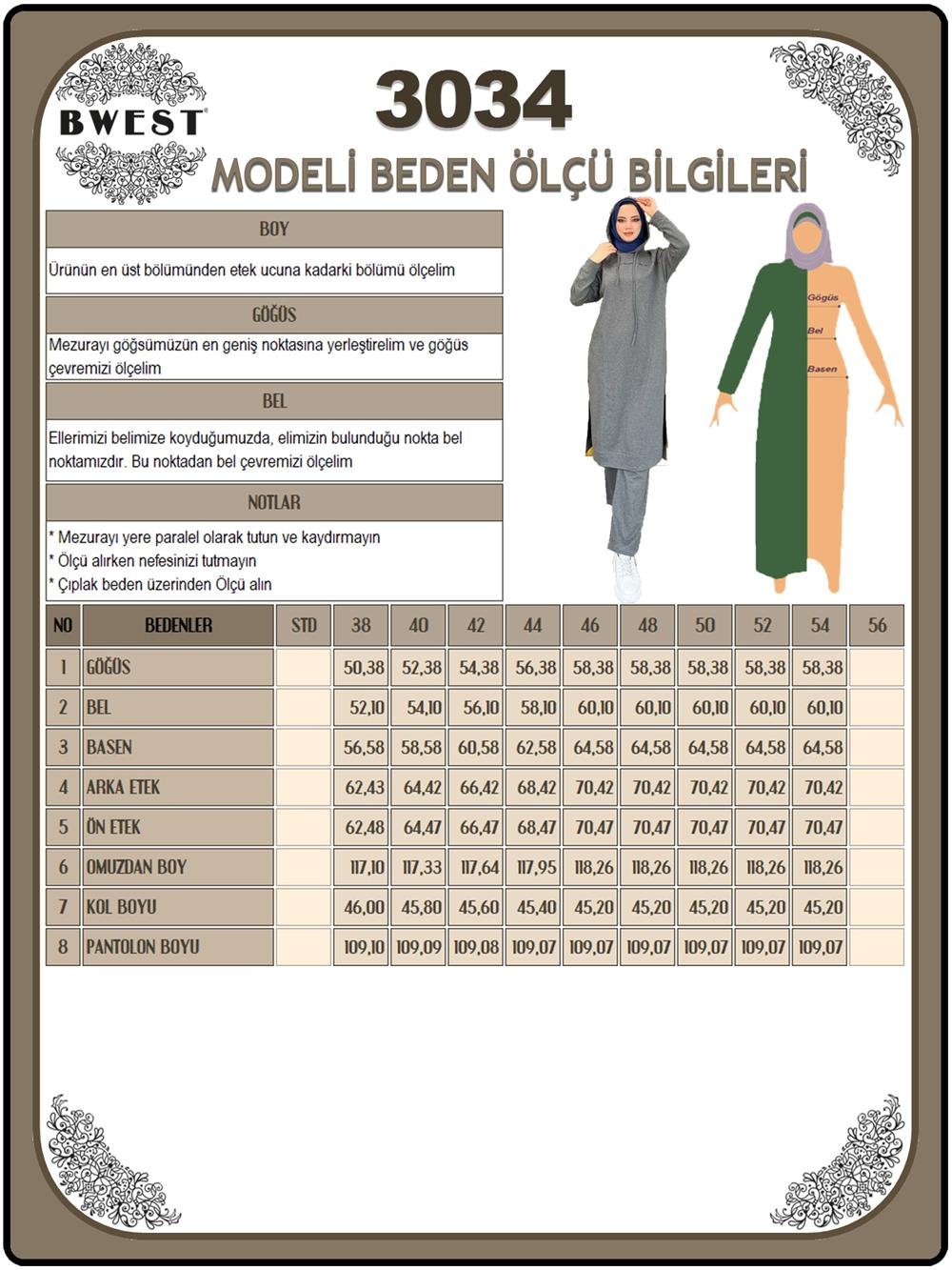 Uzun Tunik Kapşonlu Kenardan Yırtmaçlı İkili Spor Takım - 3034 - Lacivert